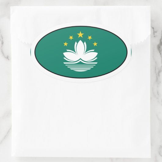 Macau Flag Oval Sticker (Tas)