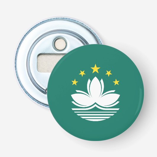 Macau vlag button flesopener (Voorkant)