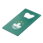 Macau-vlag Creditkaart Flessenopener (Voorkant Gekanteld)