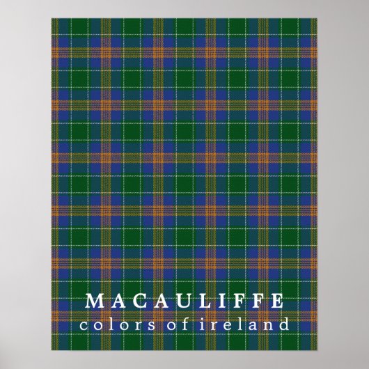 MacAuliffe Tartan Kleuren van Ierland Poster (Voorkant)
