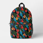 Macaw And Hibiscus Pattern Bedrukte Rugzak (Voorkant)