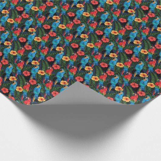 Macaw And Hibiscus Pattern Cadeaupapier (Hoek)