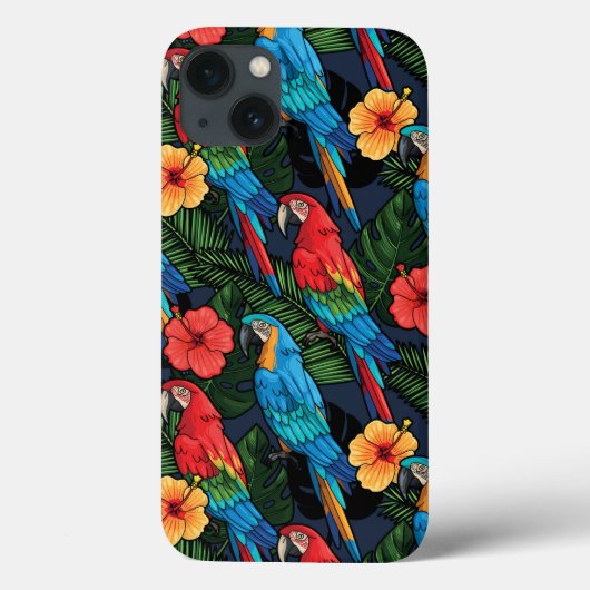 Macaw And Hibiscus Pattern Case-Mate iPhone Case (Achterkant)