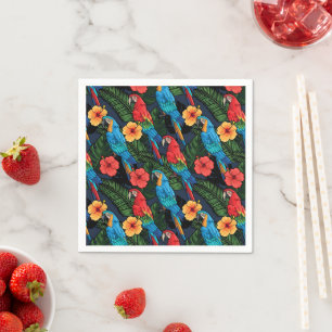 Macaw And Hibiscus Pattern Servet