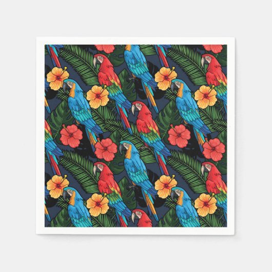 Macaw And Hibiscus Pattern Servet (Voorkant)