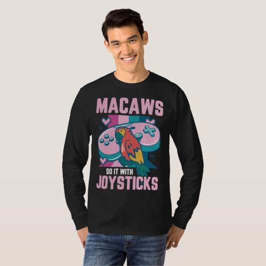 Macaw Bird Parrot Macaws Do it With Joysticks Game T-shirt (Voorkant volledig)