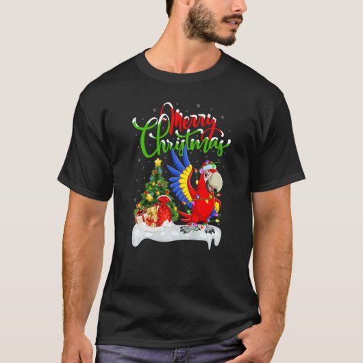 Macaw Bird  Xmas Decorations Santa Macaw Christmas T-shirt (Voorkant)