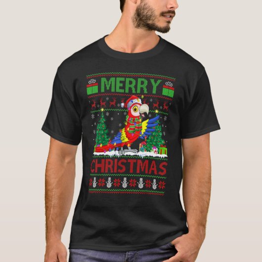 Macaw Bird   Xmas Tree Lights Ugly Santa Macaw Chr T-shirt (Voorkant)