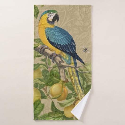 Macaw Blue Yellow Tropical Oerwoud Antiek Bad Handdoek (Badhanddoek)
