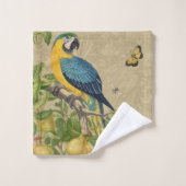 Macaw Blue Yellow Tropical Oerwoud Antiek Bad Handdoek (Wasdoekje)