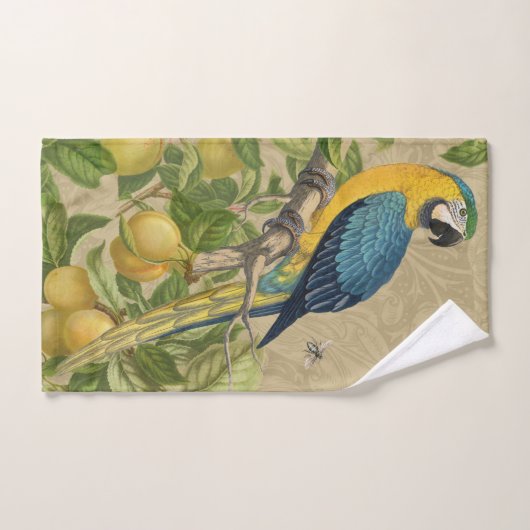 Macaw Blue Yellow Tropical Oerwoud Antiek Bad Handdoek (Handdoek)