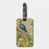 Macaw Blue Yellow Tropical Oerwoud Antiek Bagagelabel (Achterkant verticaal)
