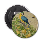 Macaw Blue Yellow Tropical Oerwoud Antiek Button Flesopener (Voorkant)