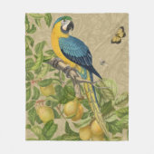 Macaw Blue Yellow Tropical Oerwoud Antiek Fleece Deken (Voorkant)