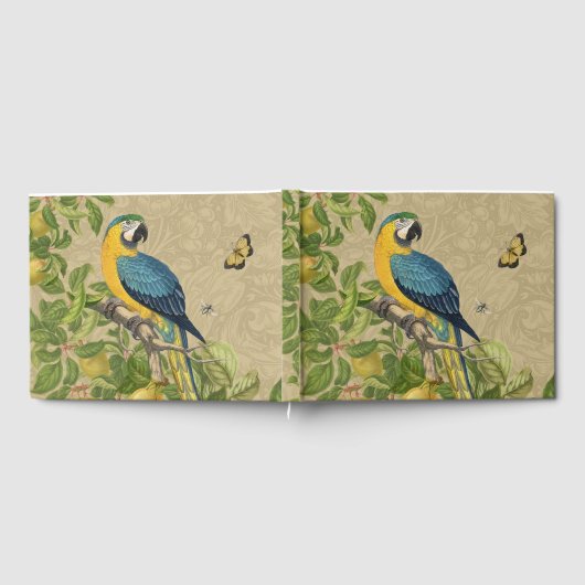 Macaw Blue Yellow Tropical Oerwoud Antiek Gastenboek (Volledig)