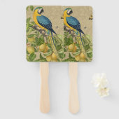 Macaw Blue Yellow Tropical Oerwoud Antiek Handwaaier (Voorkant en achterkant)