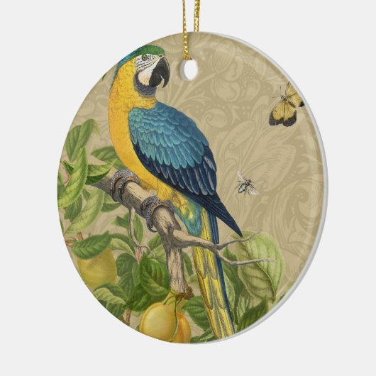 Macaw Blue Yellow Tropical Oerwoud Antiek Keramisch Ornament (Links)