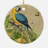 Macaw Blue Yellow Tropical Oerwoud Antiek Keramisch Ornament (Achterkant)