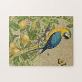Macaw Blue Yellow Tropical Oerwoud Antiek Legpuzzel (Horizontaal)