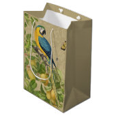 Macaw Blue Yellow Tropical Oerwoud Antiek Medium Cadeauzakje (Voorkant Gekanteld)