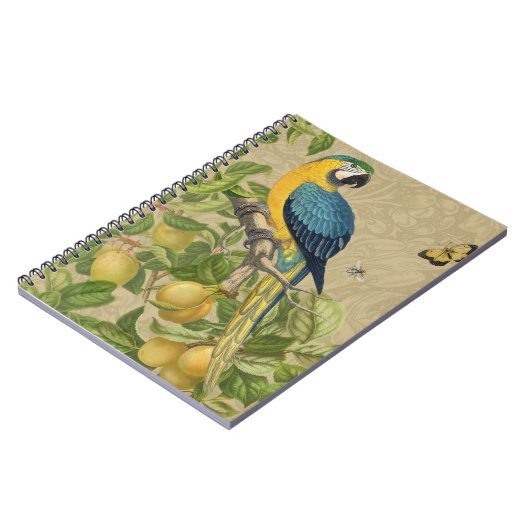 Macaw Blue Yellow Tropical Oerwoud Antiek Notitieboek (Linkerzijde)