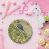 Macaw Blue Yellow Tropical Oerwoud Antiek Papieren Bordje (Feest)