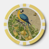Macaw Blue Yellow Tropical Oerwoud Antiek Poker Chips (Voorkant)