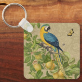 Macaw Blue Yellow Tropical Oerwoud Antiek Sleutelhanger (Voorkant)