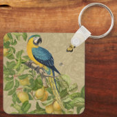 Macaw Blue Yellow Tropical Oerwoud Antiek Sleutelhanger (Achterkant)