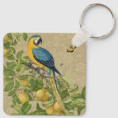Macaw Blue Yellow Tropical Oerwoud Antiek Sleutelhanger (Achterkant)