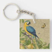 Macaw Blue Yellow Tropical Oerwoud Antiek Sleutelhanger (Voorkant)