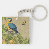 Macaw Blue Yellow Tropical Oerwoud Antiek Sleutelhanger (Achterkant)