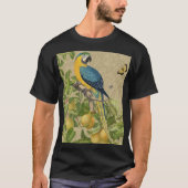 Macaw Blue Yellow Tropical Oerwoud Antiek T-shirt (Voorkant)