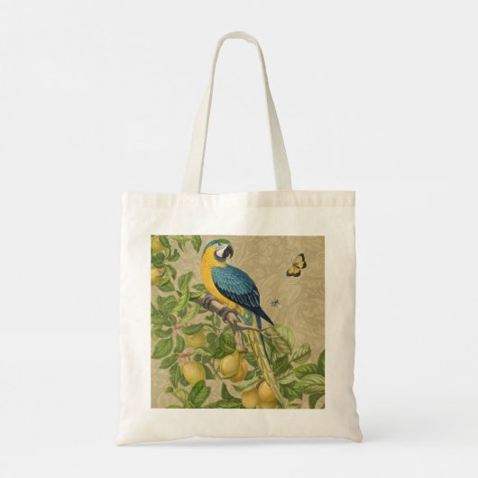 Macaw Blue Yellow Tropical Oerwoud Antiek Tote Bag (Achterkant)