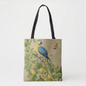 Macaw Blue Yellow Tropical Oerwoud Antiek Tote Bag (Voorkant)