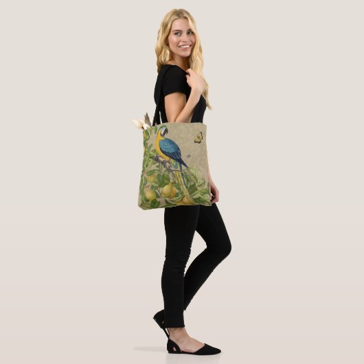 Macaw Blue Yellow Tropical Oerwoud Antiek Tote Bag (Op model)