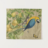 Macaw Blue Yellow Tropical Oerwoud Antiek Wandkleed (Voorkant (horizontaal))