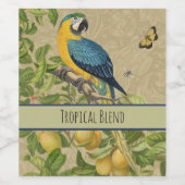 Macaw Blue Yellow Tropical Oerwoud Antiek Wijn Etiket (Enkel label)