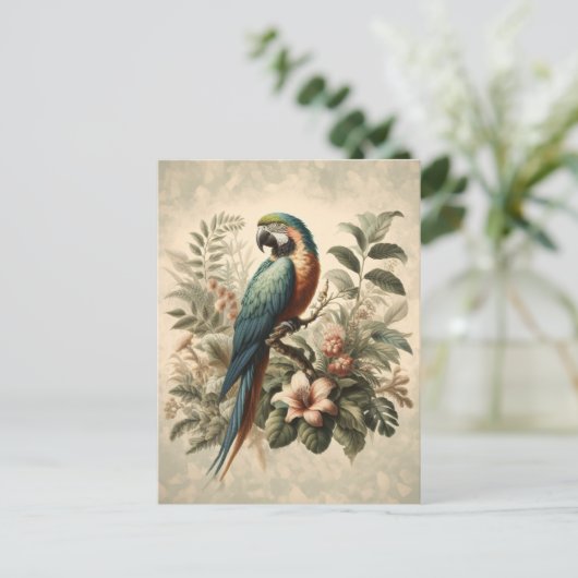 Macaw Botanische Schilderij Briefkaart (Staand voorkant)