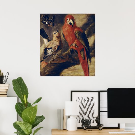 Macaw en Bullfinch Poster (Thuiskantoor)