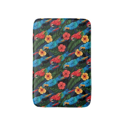 Macaw en Hibiscus Pattern Badmat (Voorkant Verticaal)