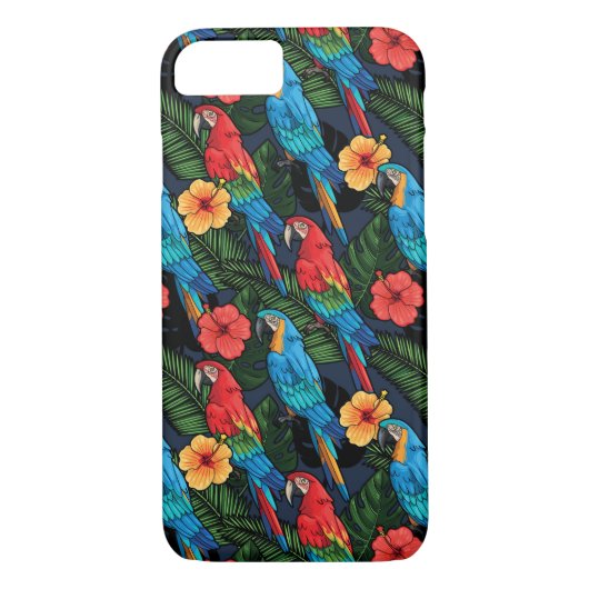 Macaw en Hibiscus Pattern Case-Mate iPhone Case (Achterkant)