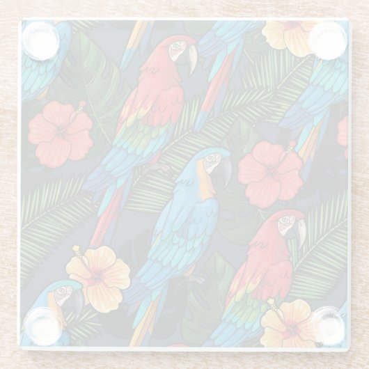 Macaw en Hibiscus Pattern Glazen Onderzetter (Achterkant)