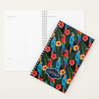 Macaw en Hibiscus Pattern | Jouw namen toevoegen Planner