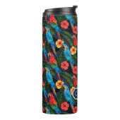 Macaw en Hibiscus Pattern | Jouw namen toevoegen Thermosbeker (Gedraaid links)