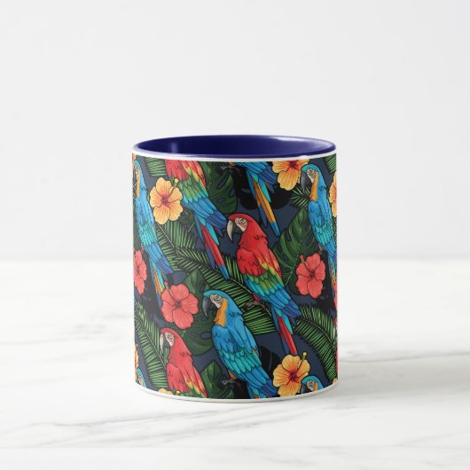 Macaw en Hibiscus Pattern Mok (Midden)