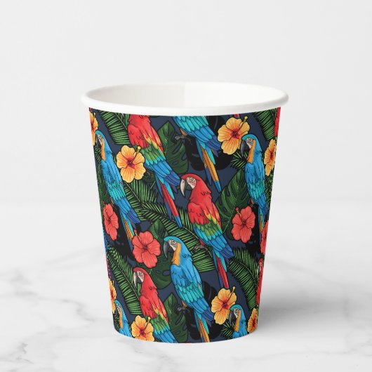 Macaw en Hibiscus Pattern Papieren Bekers (Links)