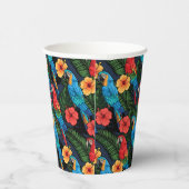 Macaw en Hibiscus Pattern Papieren Bekers (Rechts)