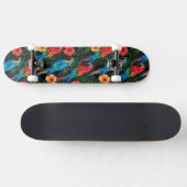 Macaw en Hibiscus Pattern Skateboard (Horizontaal)