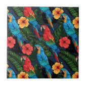 Macaw en Hibiscus Pattern Tegeltje (Voorkant)